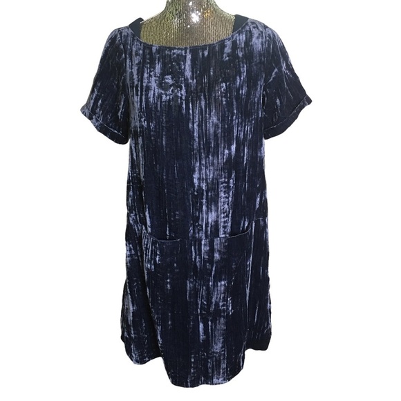 Anthropologie Floreat Blue Crushed Velvet Pocket Dress X- Small - Picture 5 of 8